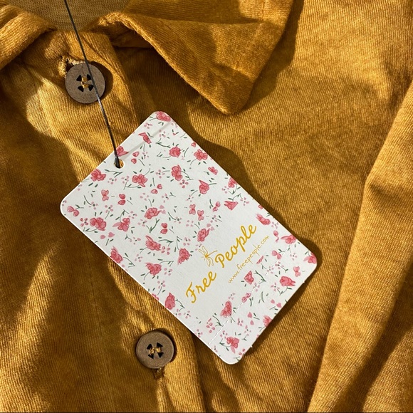 FREE PEOPLE Weekend Rush Short Sleeve Cropped Polo Top in Copper - Picture 5 of 8